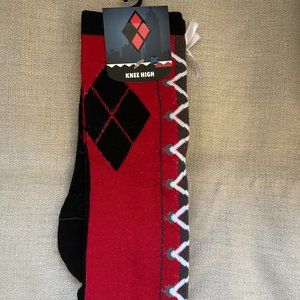 DC Comics Harley Quinn Lace Up Knee High Socks!